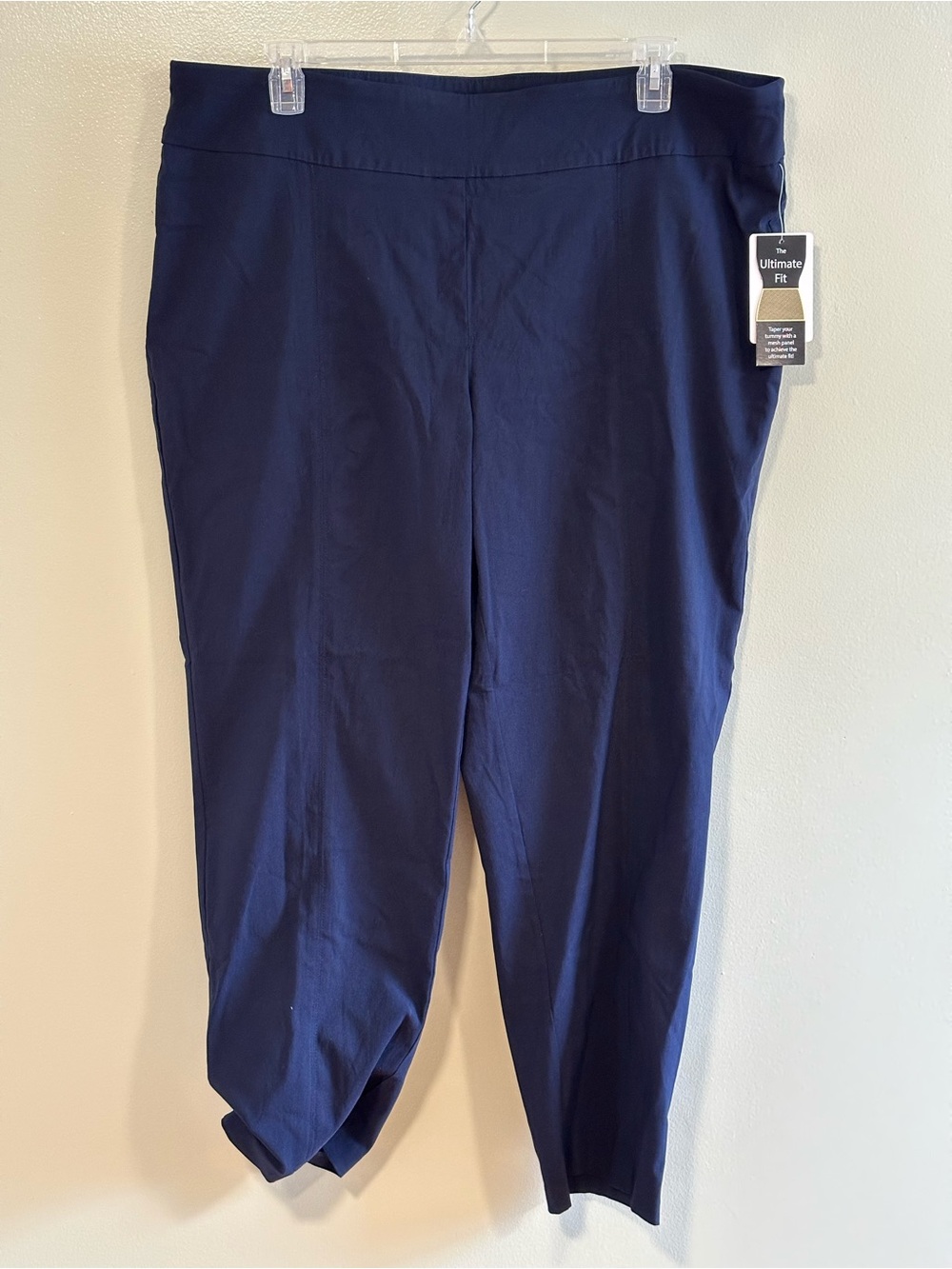 Zac & Rachel Pants 22W Navy Pull On Tummy Control Straight Leg Work NWT
